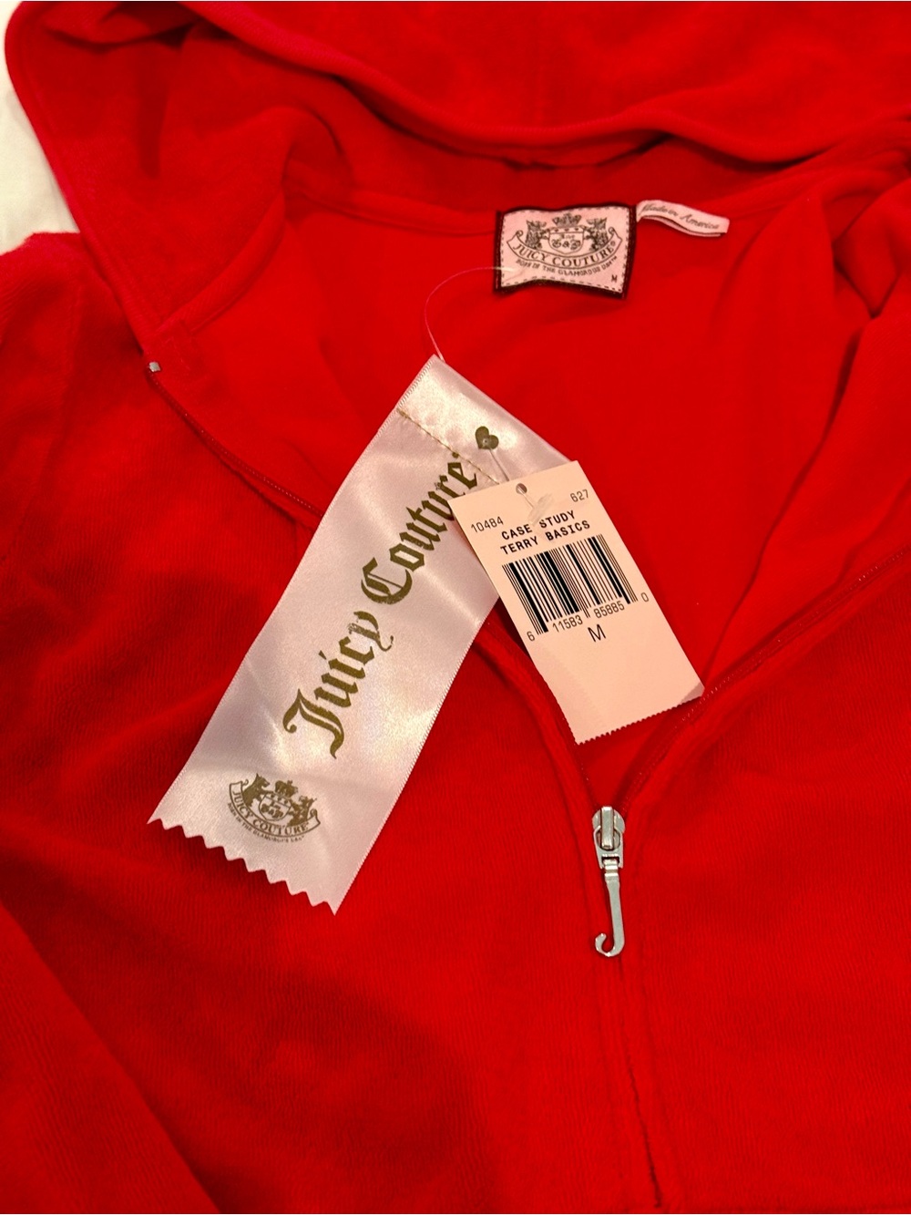 NWT Vintage Juicy Couture Y2K Red Zip-Front velour  Hoodie